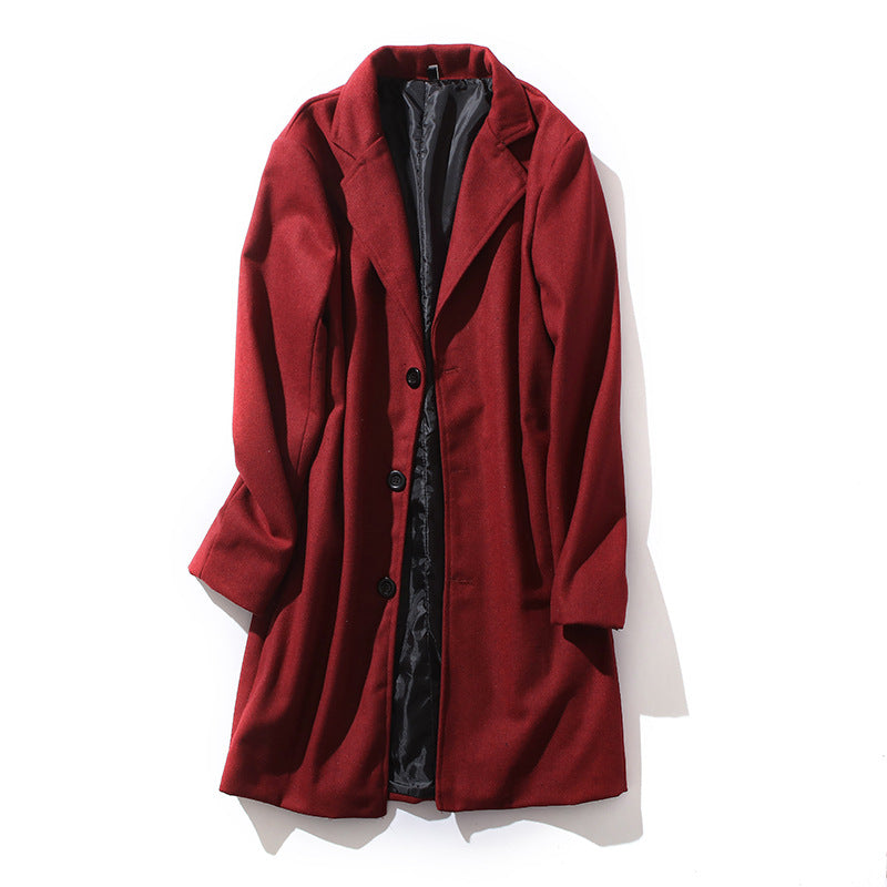 Big & Tall Men's Solid Color Lapel Single-breasted Coat M-5XL