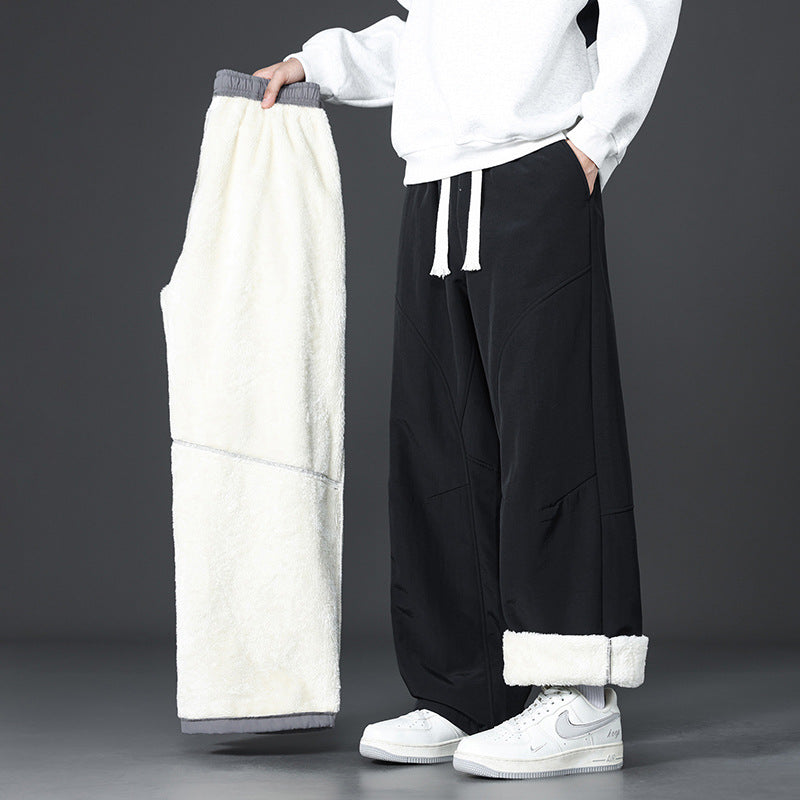Big & Tall Men's Lamb Velvet Thickened Warm Cold-proof Straight Pants M-4XL