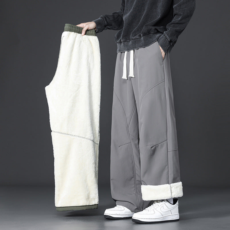 Big & Tall Men's Lamb Velvet Thickened Warm Cold-proof Straight Pants M-4XL