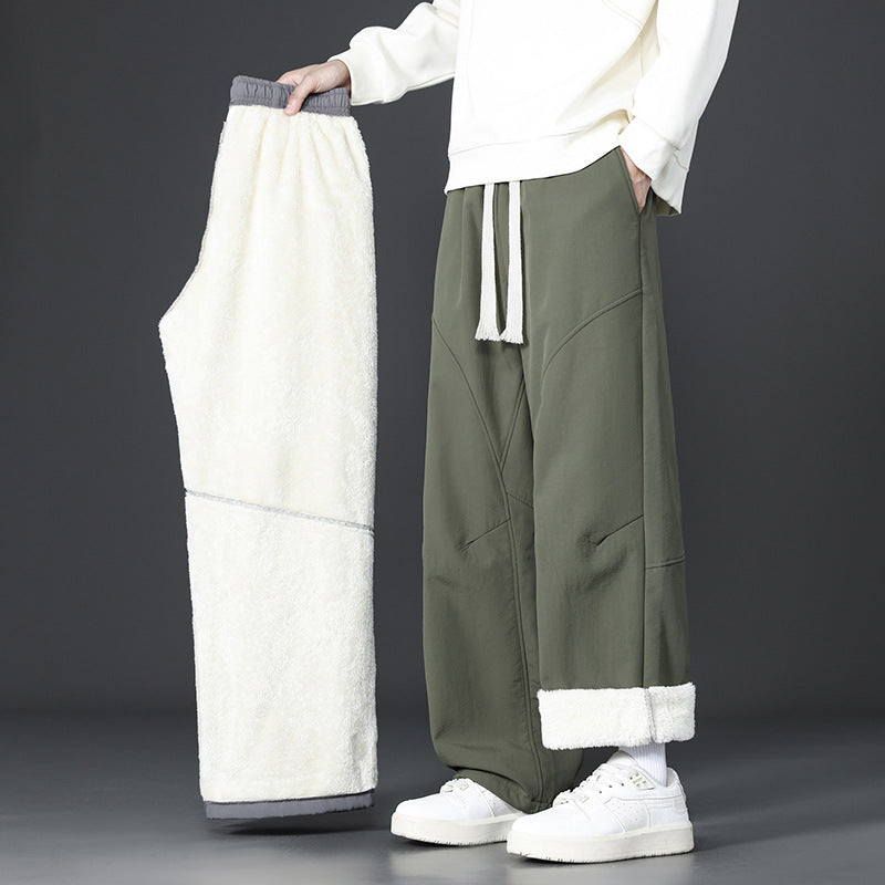 Big & Tall Men's Lamb Velvet Thickened Warm Cold-proof Straight Pants M-4XL