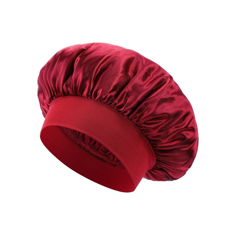 High Stretch Shower Cap Solid Color Satin Hair Care Hat
