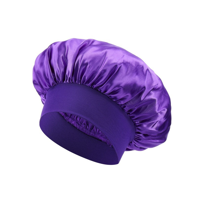 High Stretch Shower Cap Solid Color Satin Hair Care Hat