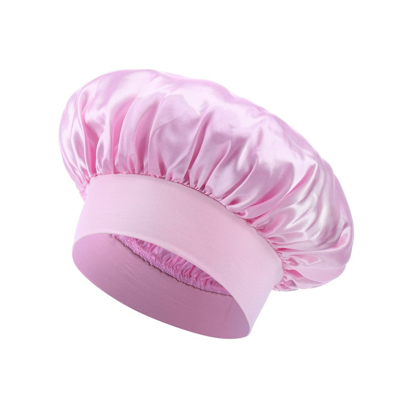 High Stretch Shower Cap Solid Color Satin Hair Care Hat