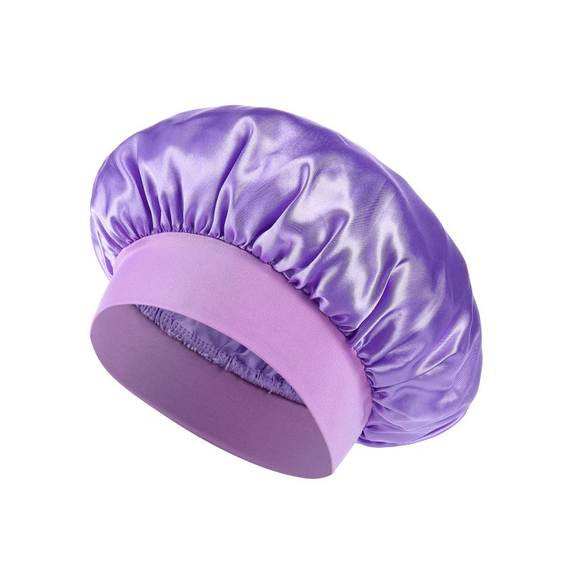 High Stretch Shower Cap Solid Color Satin Hair Care Hat