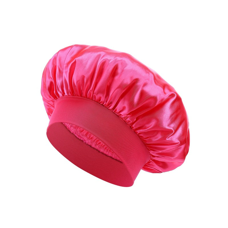 High Stretch Shower Cap Solid Color Satin Hair Care Hat
