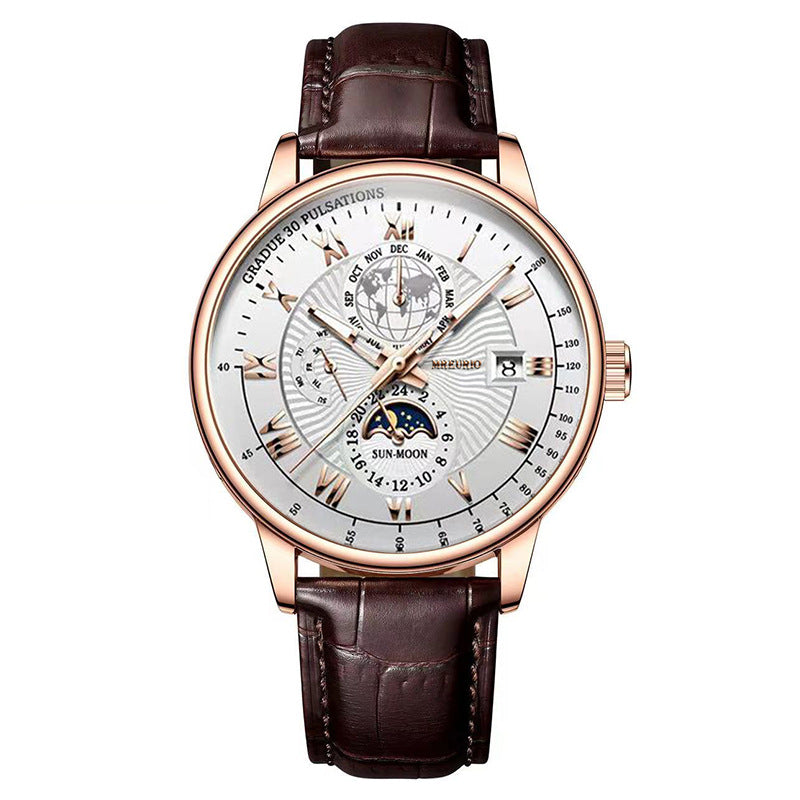 Three Eyes Calendar Star Moon Fashion Men's Watch