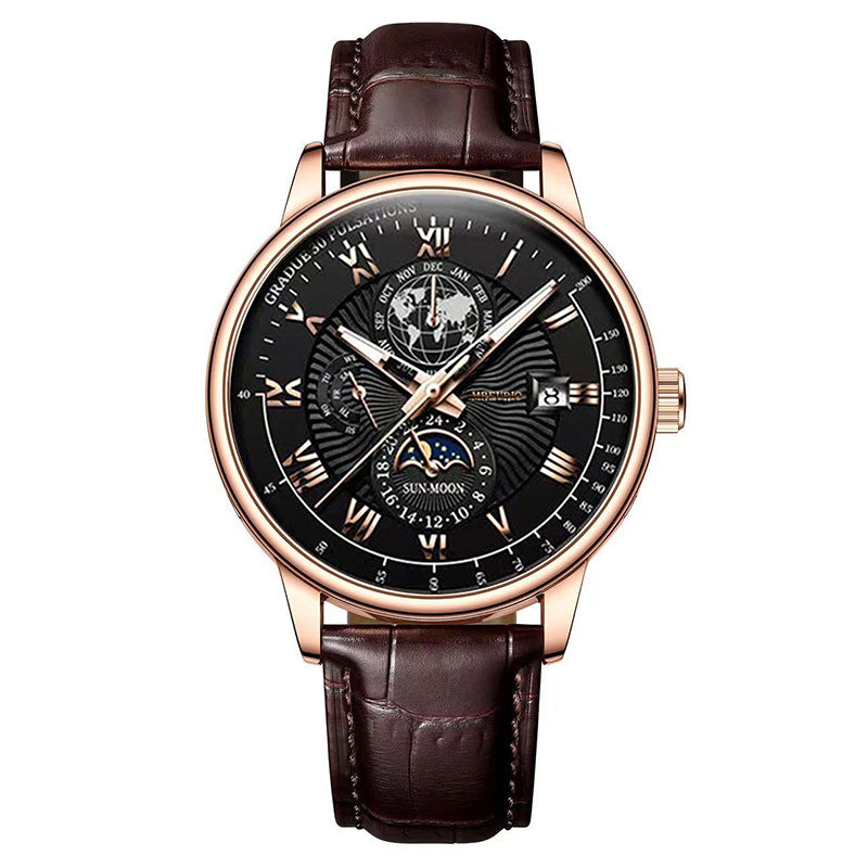 Three Eyes Calendar Star Moon Fashion Men's Watch