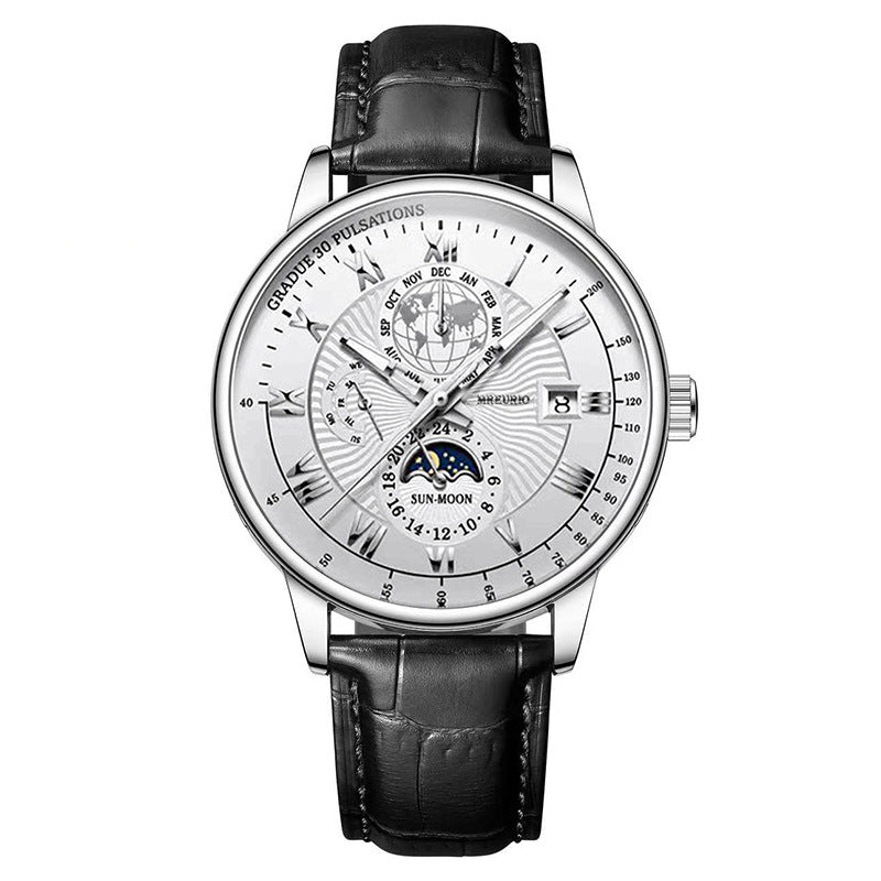 Three Eyes Calendar Star Moon Fashion Men's Watch