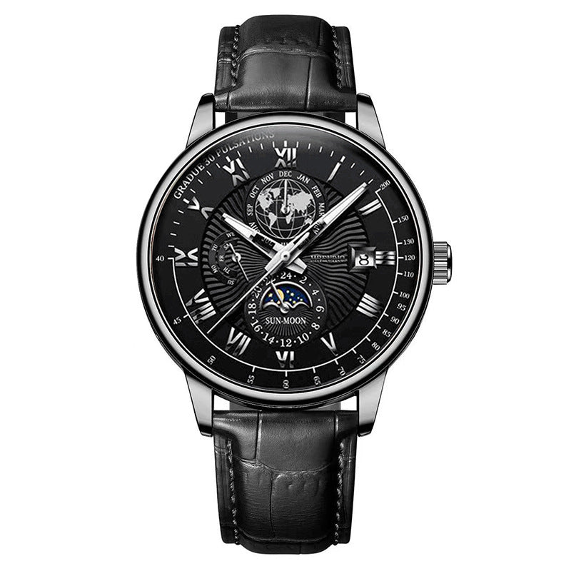Three Eyes Calendar Star Moon Fashion Men's Watch