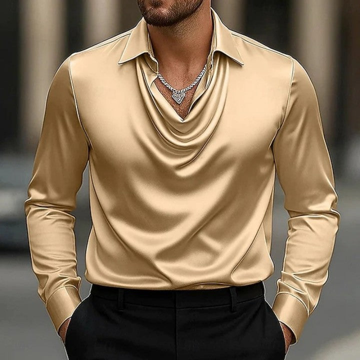 Big & Tall Men's Solid Color Simple Swing Collar Shirt S-3XL