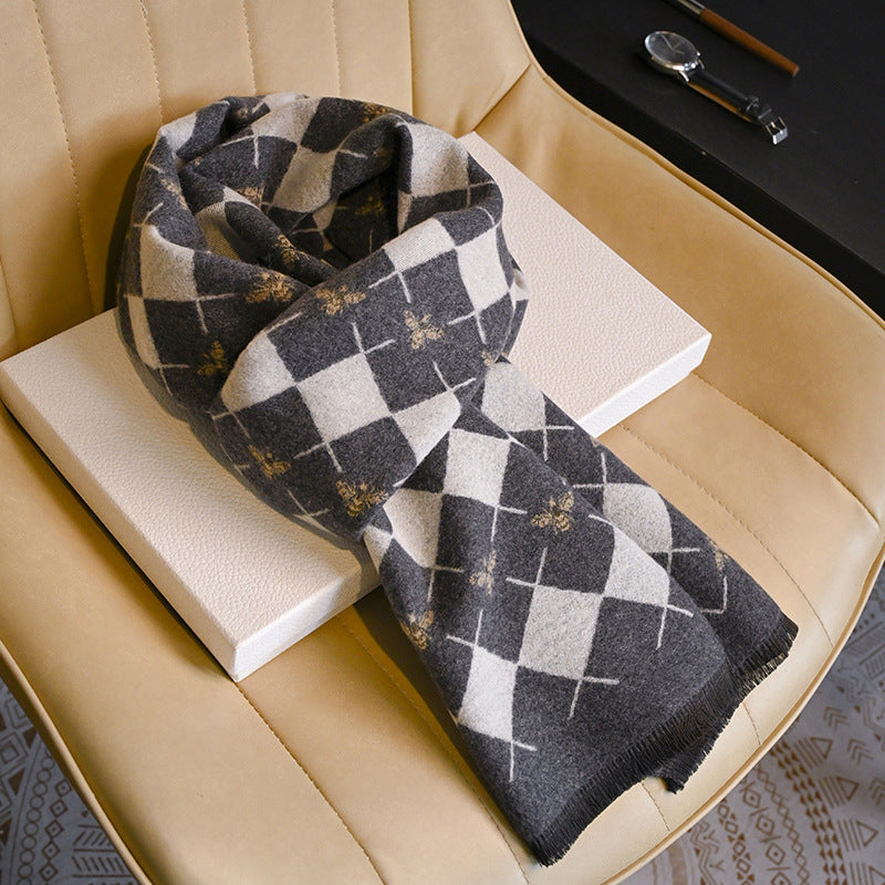 Business Fashion Plaid Scarf With Wool For Men And Women