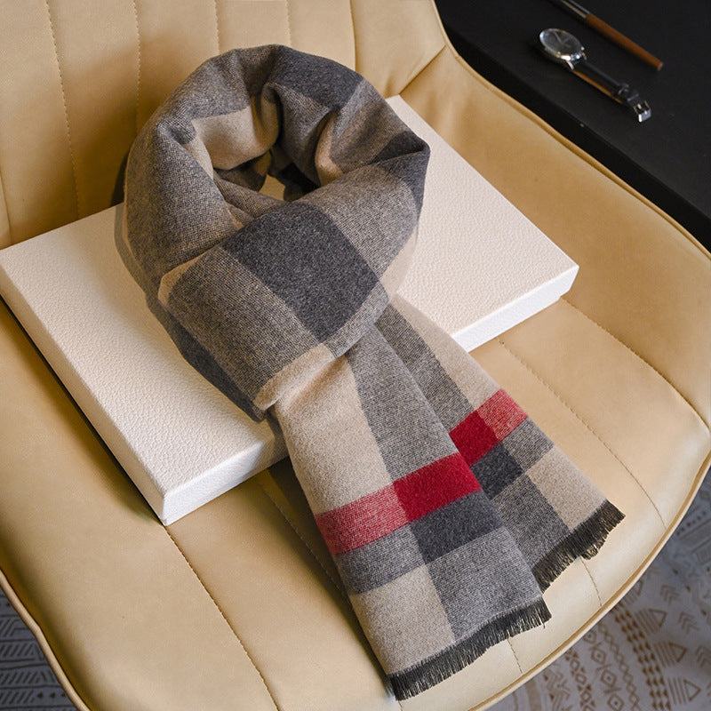 Business Fashion Plaid Scarf With Wool For Men And Women