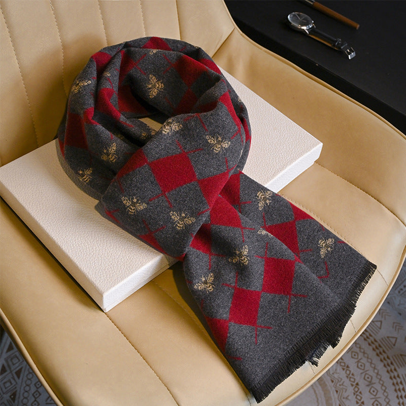 Business Fashion Plaid Scarf With Wool For Men And Women
