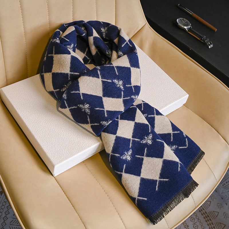 Business Fashion Plaid Scarf With Wool For Men And Women