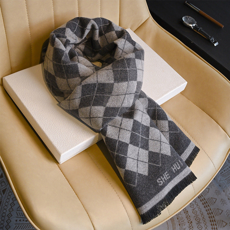 Business Fashion Plaid Scarf With Wool For Men And Women