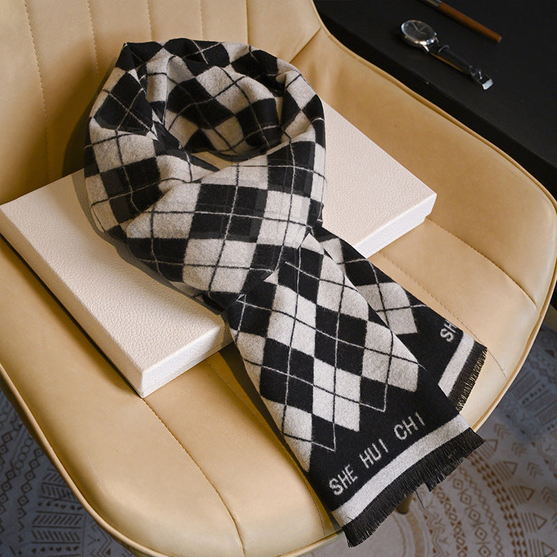Business Fashion Plaid Scarf With Wool For Men And Women