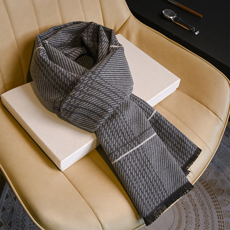 Business Fashion Plaid Scarf With Wool For Men And Women