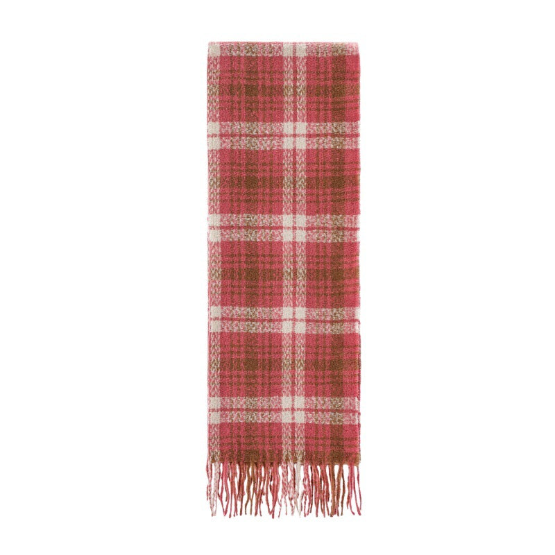Autumn And Winter Christmas Red And Green Plaid Tassel Scarf Shawl