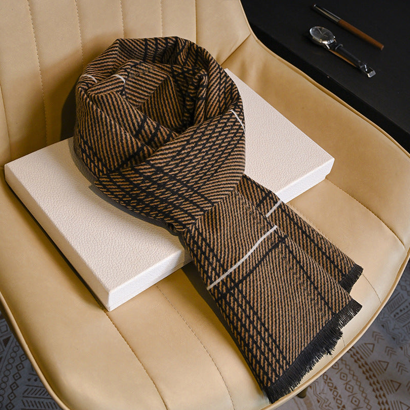 Business Fashion Plaid Scarf With Wool For Men And Women