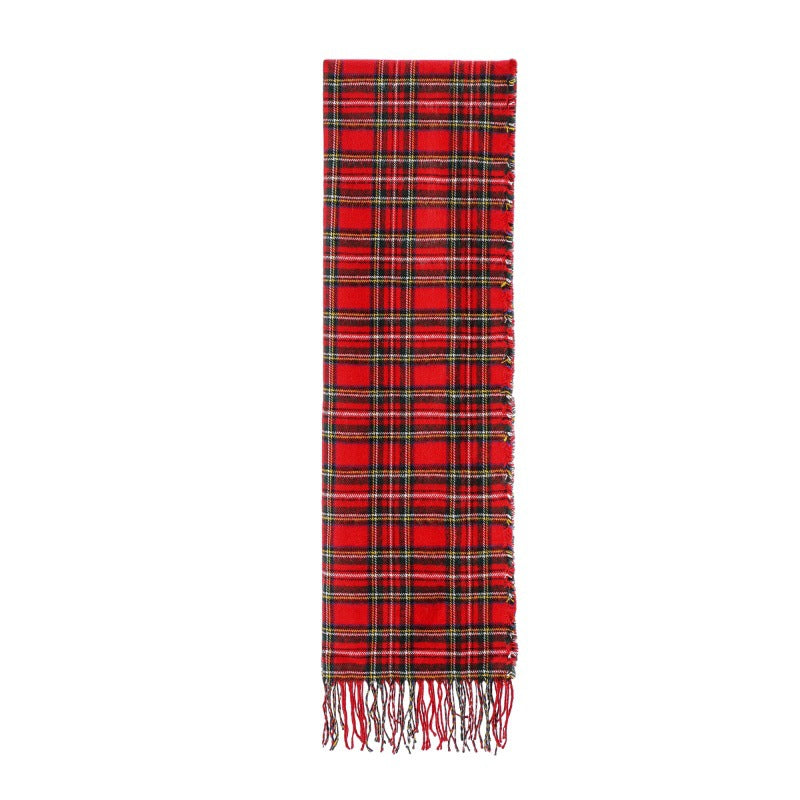 Autumn And Winter Christmas Red And Green Plaid Tassel Scarf Shawl