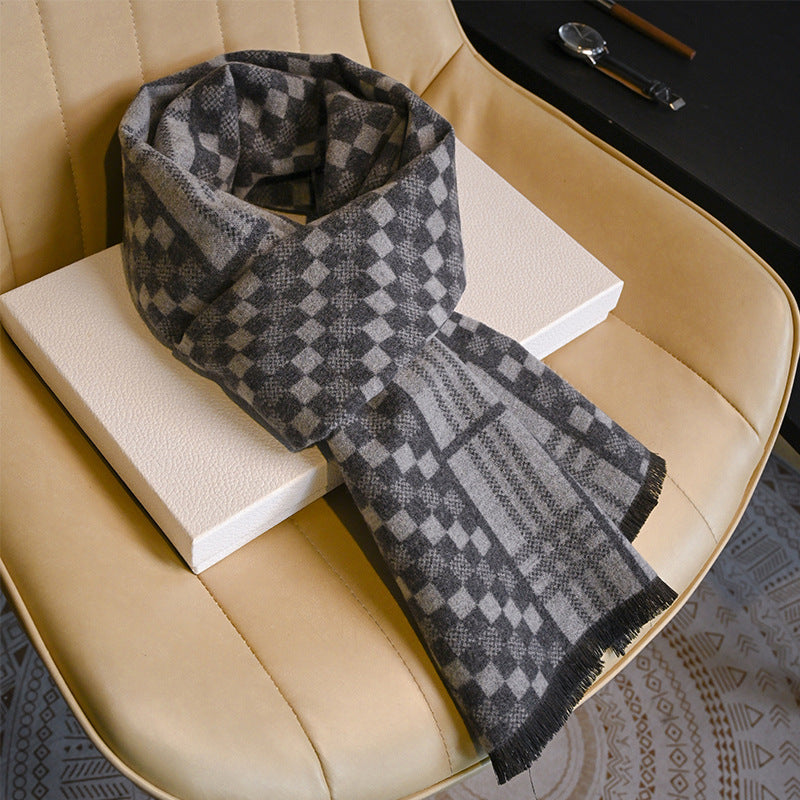 Business Fashion Plaid Scarf With Wool For Men And Women