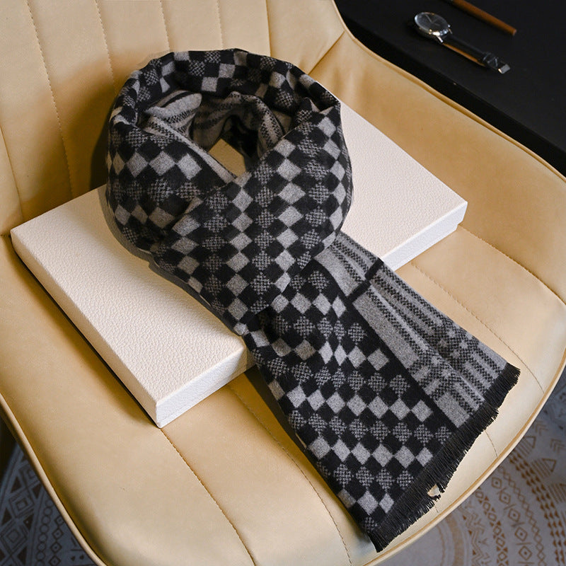 Business Fashion Plaid Scarf With Wool For Men And Women