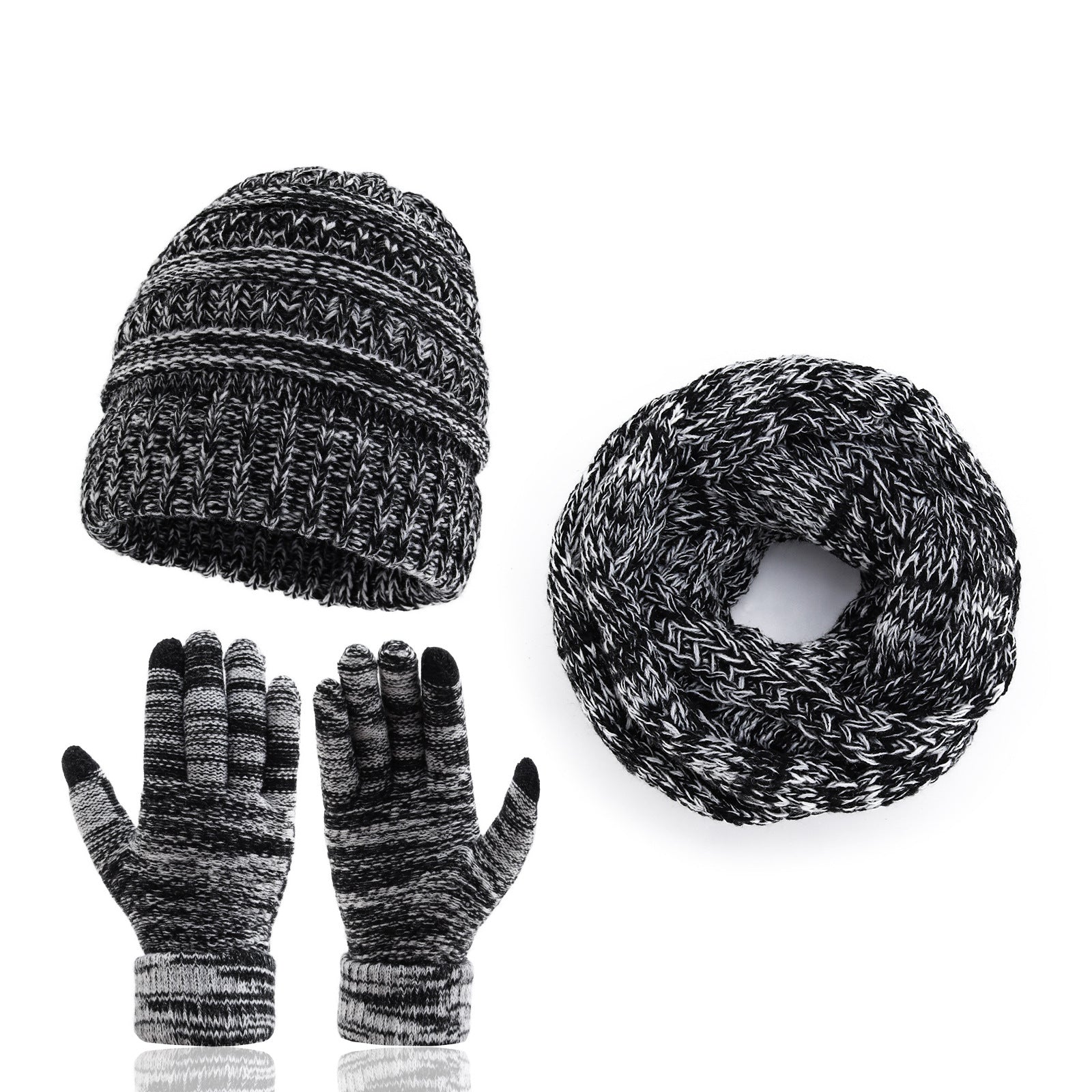 Outdoor Autumn And Winter Hat Scarf Gloves Three-piece Touch Screen