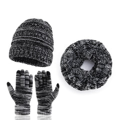 Outdoor Autumn And Winter Hat Scarf Gloves Three-piece Touch Screen