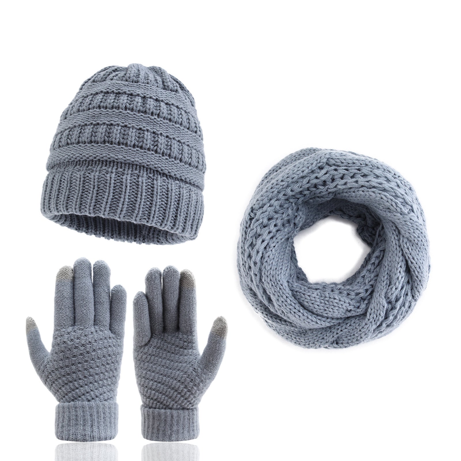 Outdoor Autumn And Winter Hat Scarf Gloves Three-piece Touch Screen