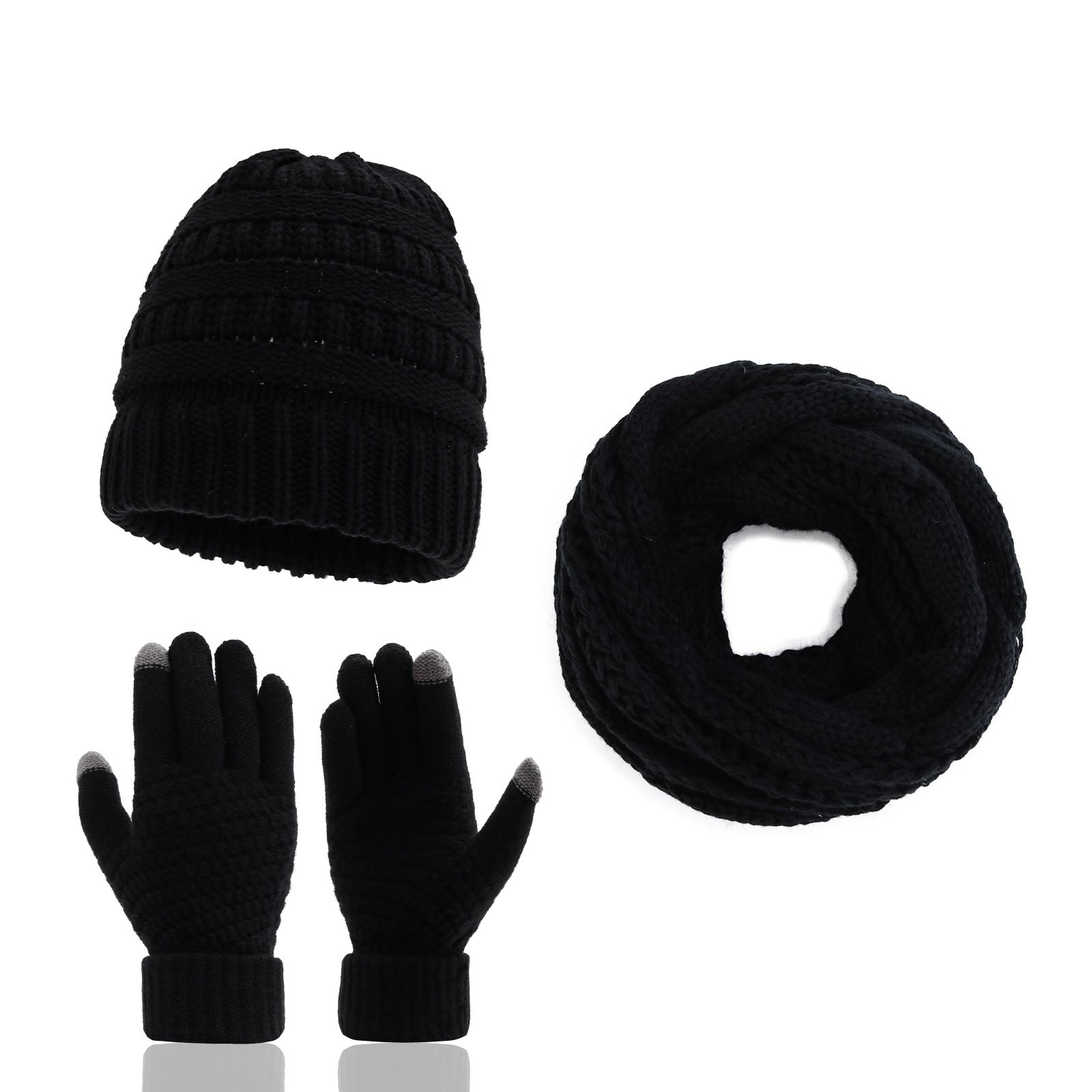 Outdoor Autumn And Winter Hat Scarf Gloves Three-piece Touch Screen