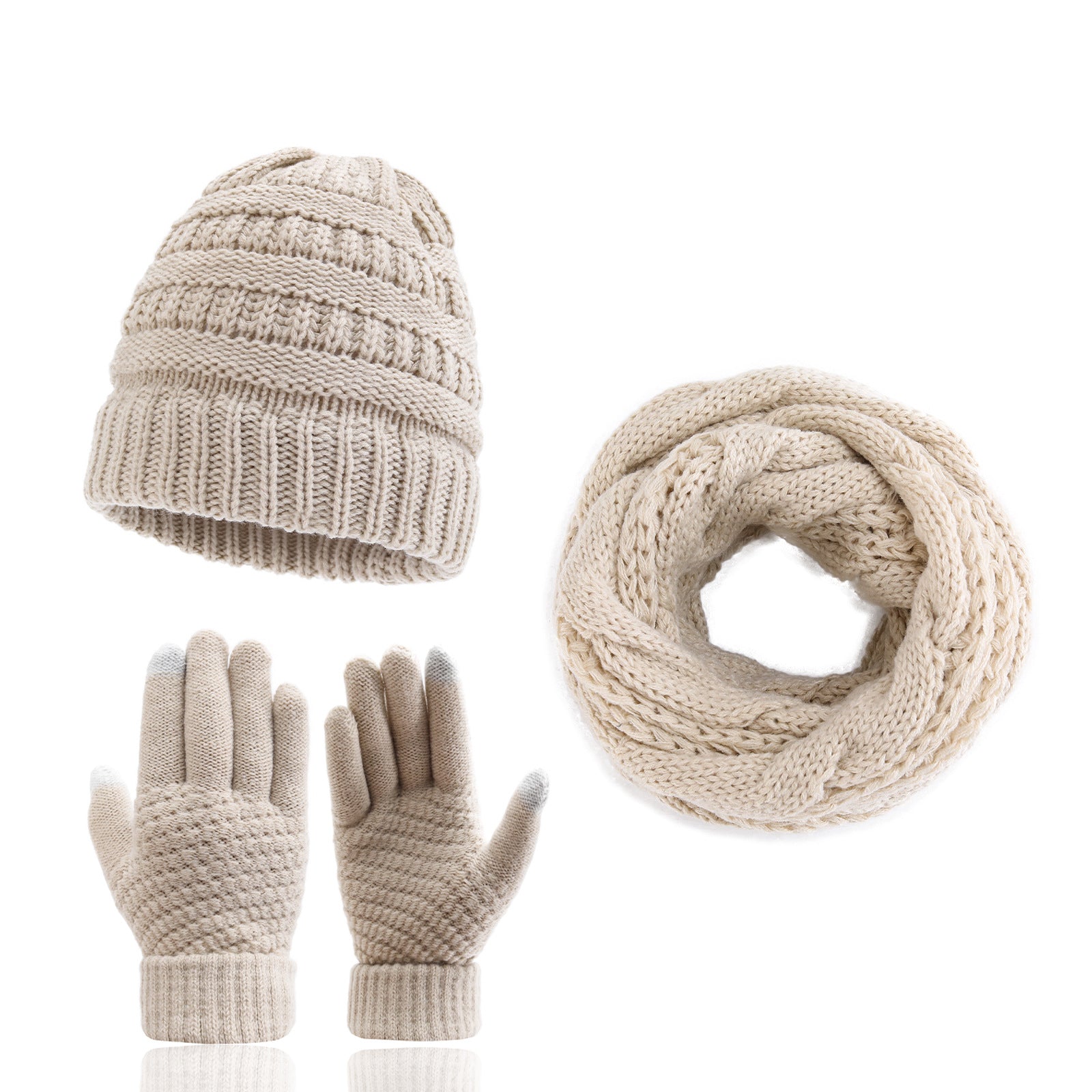 Outdoor Autumn And Winter Hat Scarf Gloves Three-piece Touch Screen