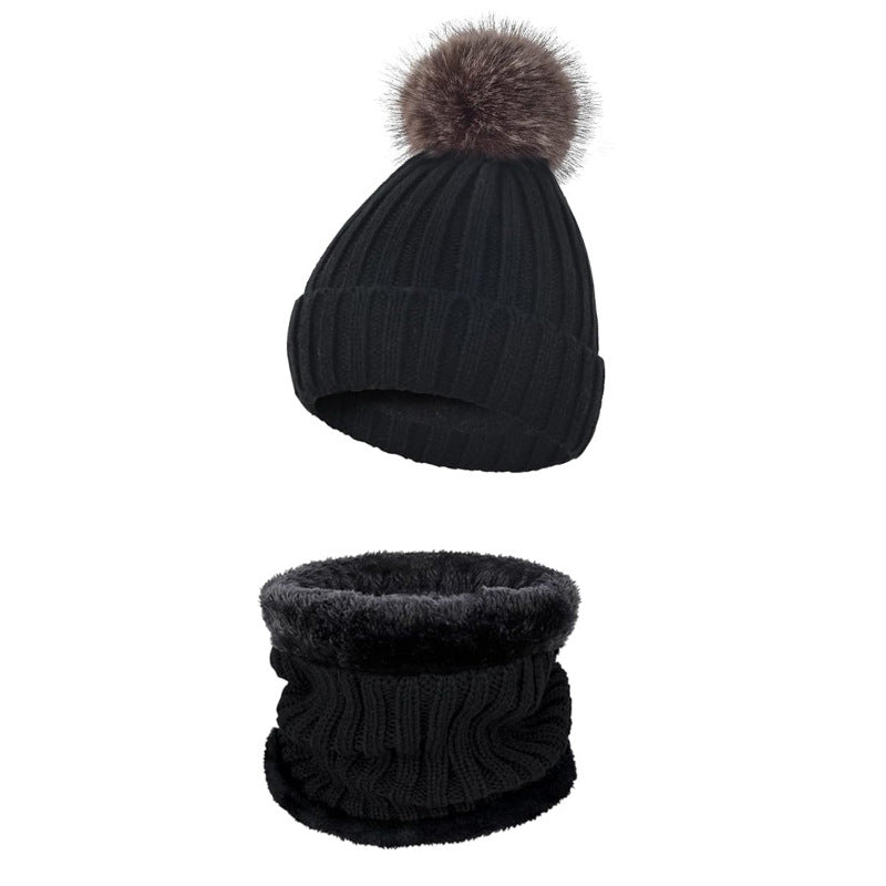 Winter Thickened Gloves Hat Scarf Three-piece Suit