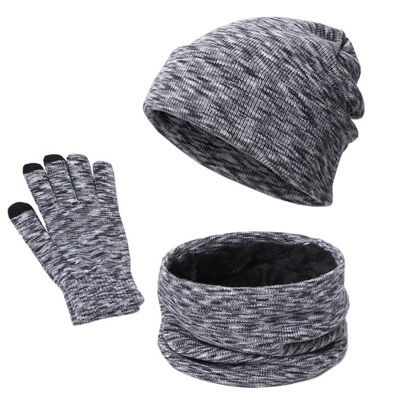 Outdoor Autumn And Winter Thick Hat Scarf Gloves Three-piece Set