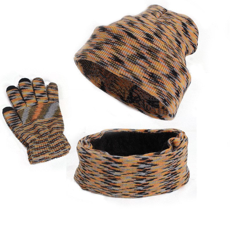 Outdoor Autumn And Winter Thick Hat Scarf Gloves Three-piece Set