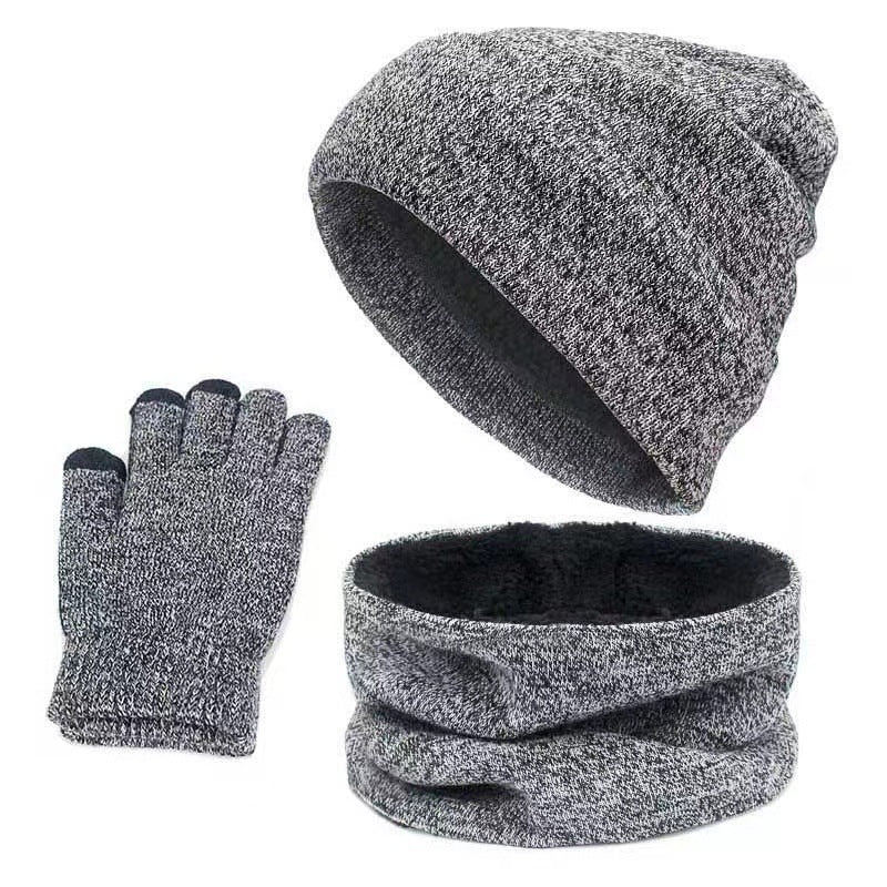 Outdoor Autumn And Winter Thick Hat Scarf Gloves Three-piece Set