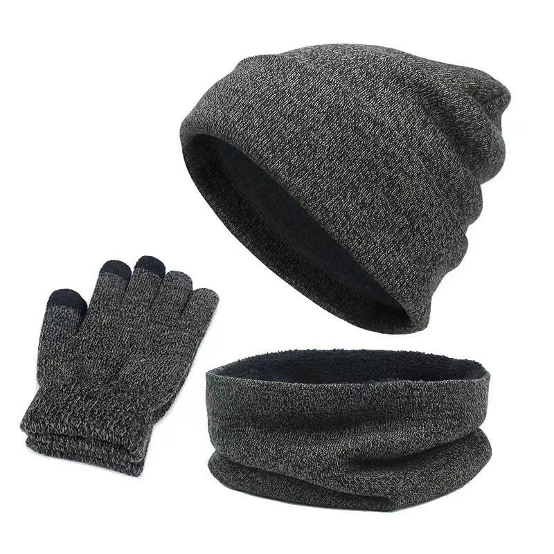 Outdoor Autumn And Winter Thick Hat Scarf Gloves Three-piece Set