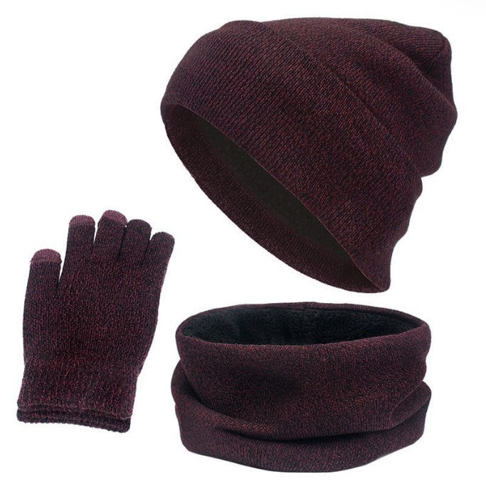 Outdoor Autumn And Winter Thick Hat Scarf Gloves Three-piece Set