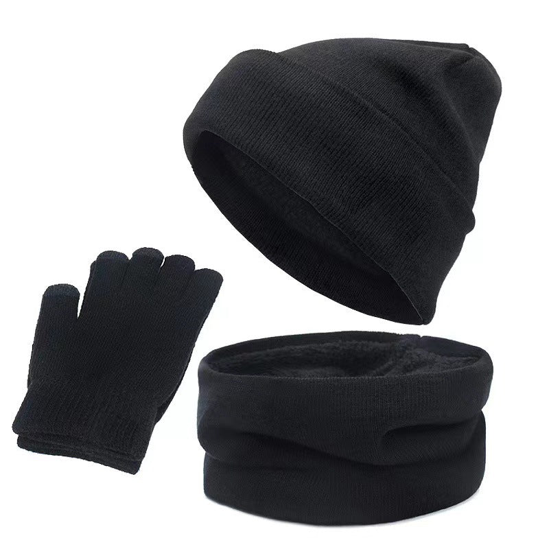 Outdoor Autumn And Winter Thick Hat Scarf Gloves Three-piece Set