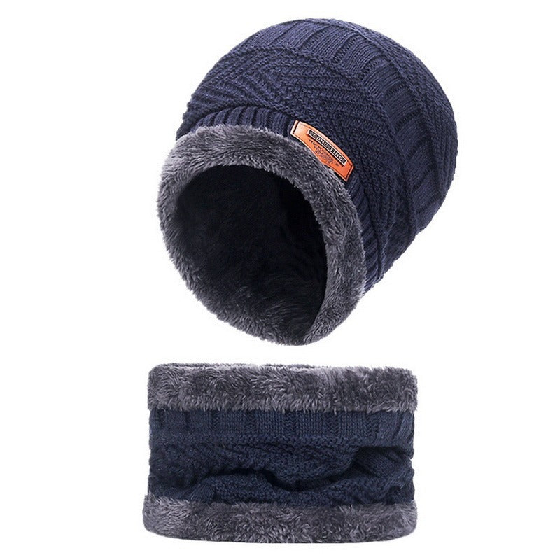 Winter Warm Thick Hat Scarf Solid Color Touch Screen Gloves Three-piece Set