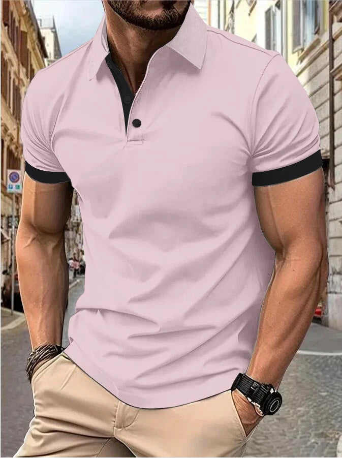 Big & Tall Men's Business Color Block Short Sleeve Polo Shirt S-8XL