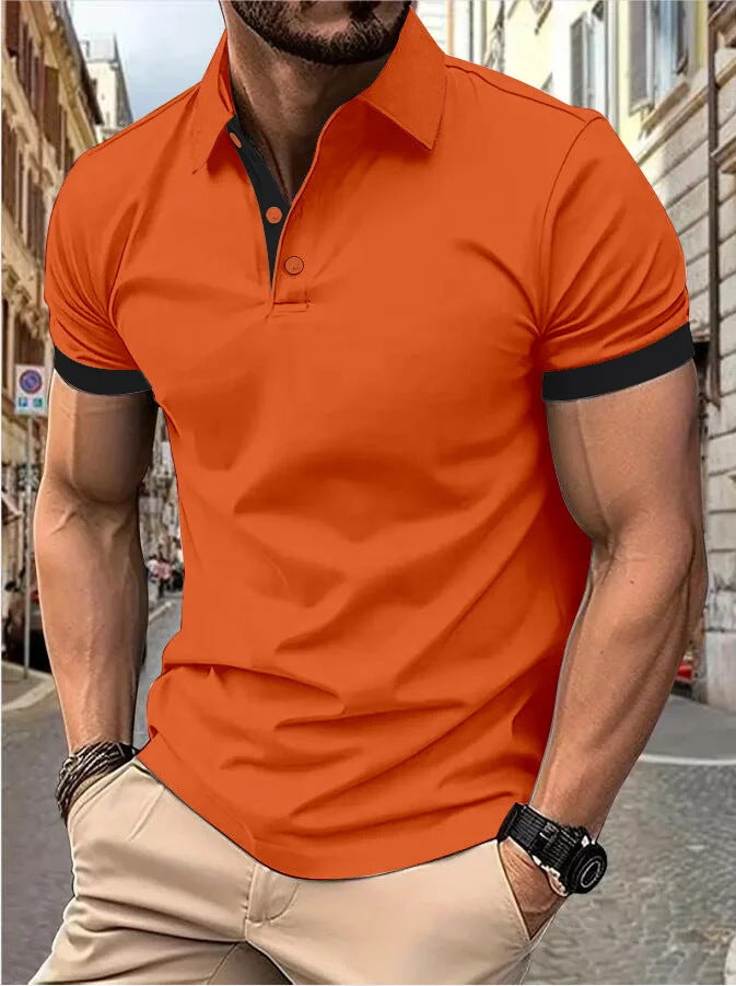 Big & Tall Men's Business Color Block Short Sleeve Polo Shirt S-8XL