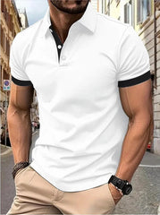 Big & Tall Men's Business Color Block Short Sleeve Polo Shirt S-8XL
