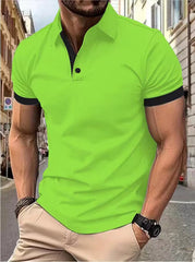 Big & Tall Men's Business Color Block Short Sleeve Polo Shirt S-8XL