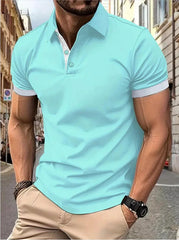 Big & Tall Men's Business Color Block Short Sleeve Polo Shirt S-8XL
