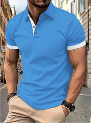 Big & Tall Men's Business Color Block Short Sleeve Polo Shirt S-8XL