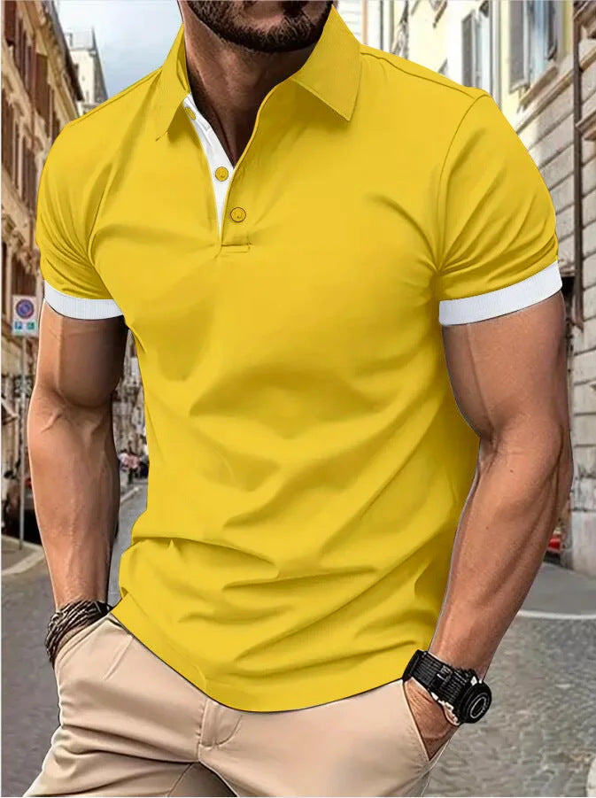 Big & Tall Men's Business Color Block Short Sleeve Polo Shirt S-8XL