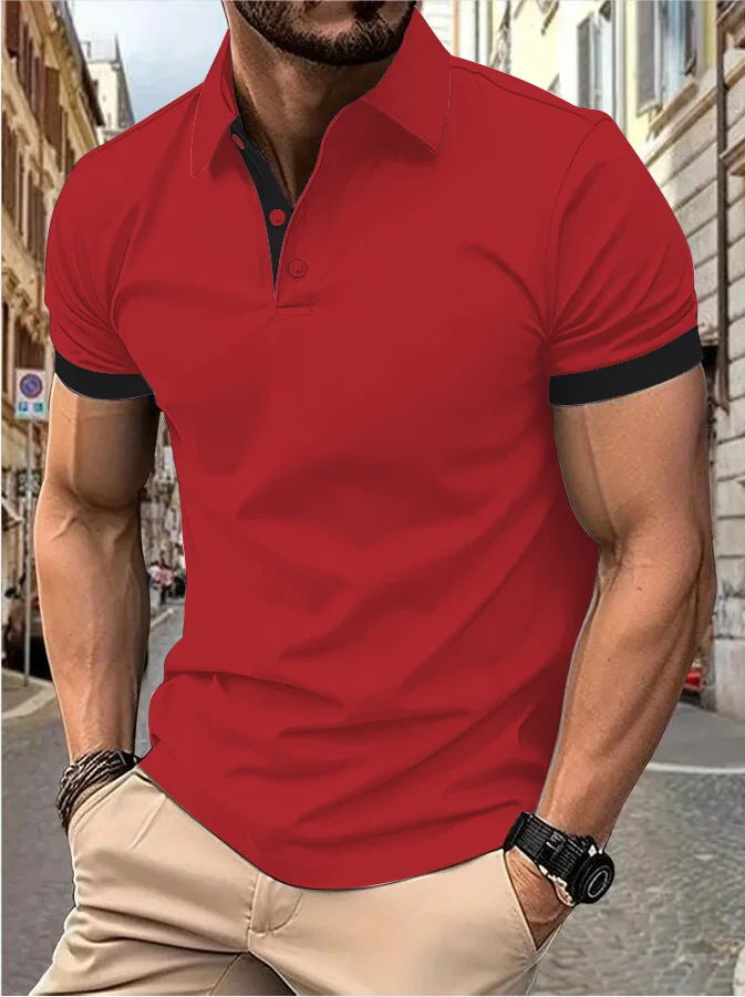 Big & Tall Men's Business Color Block Short Sleeve Polo Shirt S-8XL