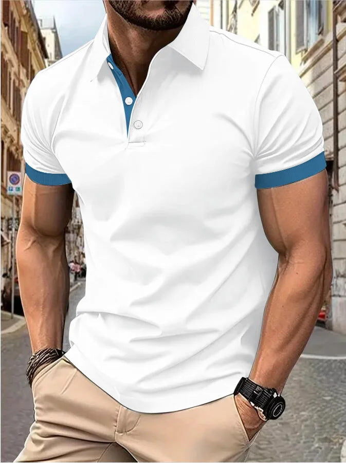 Big & Tall Men's Business Color Block Short Sleeve Polo Shirt S-8XL