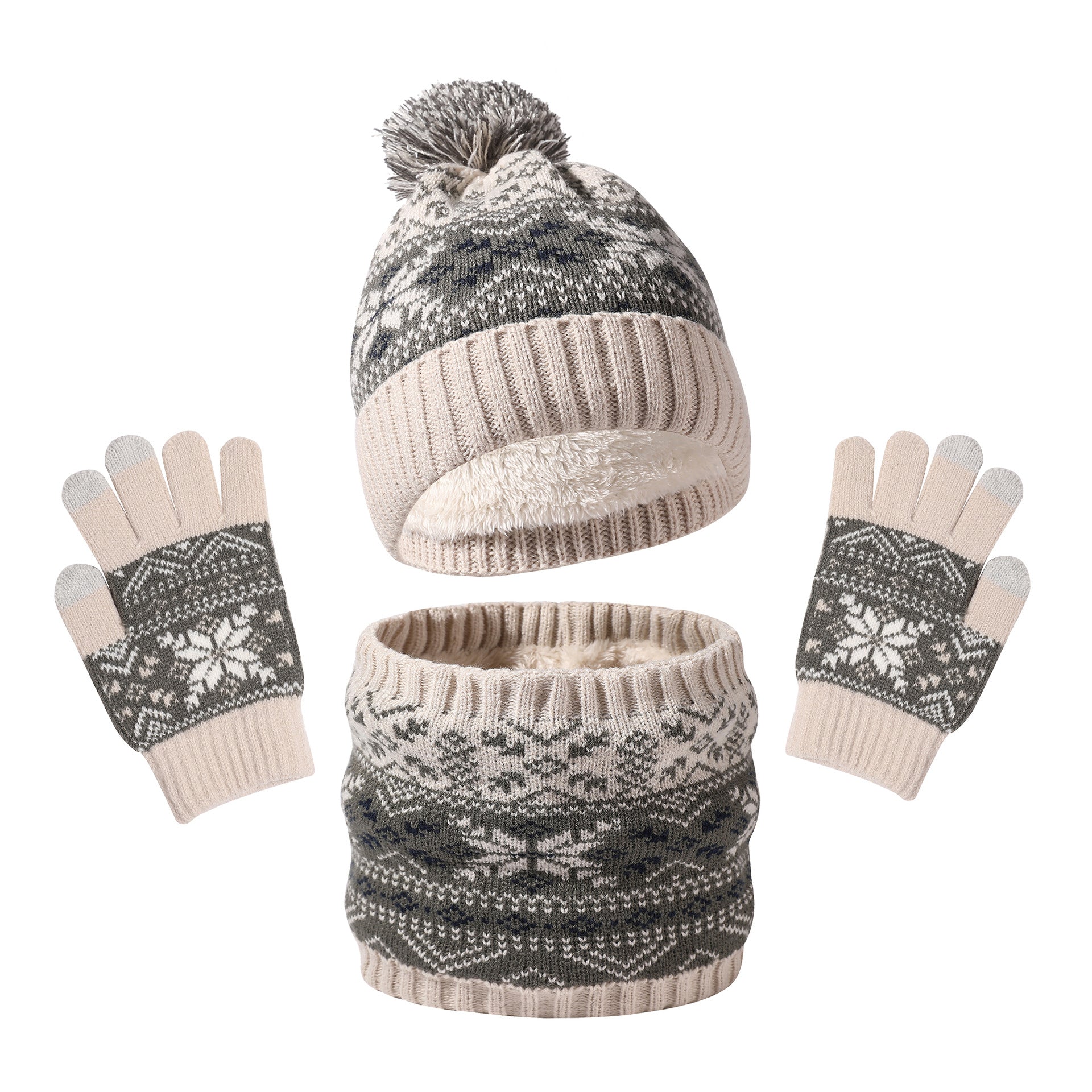 Autumn And Winter Children's Hat Snowflake Hat Scarf Gloves Set
