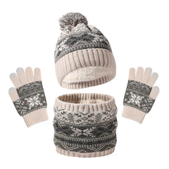 Autumn And Winter Children's Hat Snowflake Hat Scarf Gloves Set